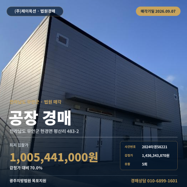무안군 현경면 평산리 공장 경매, 소규모 공장지대의 일괄매각 물건과 5회 유찰 최저가 2024타경58221 썸네일