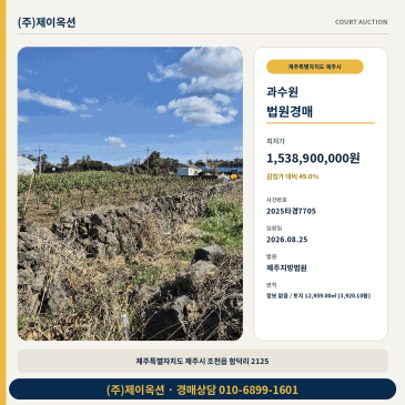 제주시 조천읍 과수원 경매 최저가 15억3890만원 8월25일 매각 2025타경7705 썸네일