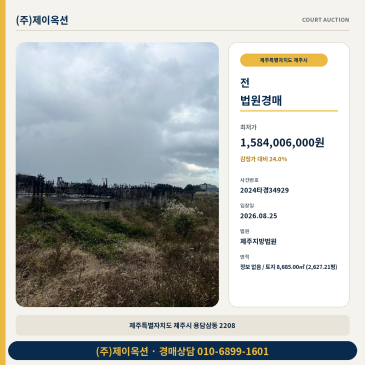제주시 용담삼동 농지 경매 자연녹지지역 2627평 토지 2024타경34929 썸네일