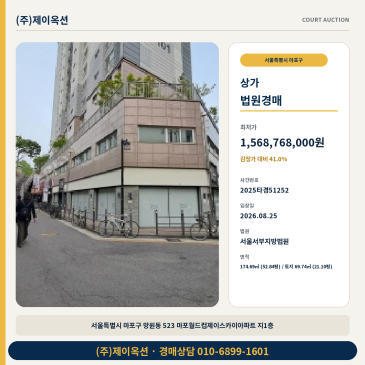 서울근린상가경매ㅣ서울특별시 마포구 망원동 523 마포월드컵제이스카이아파트 지1층ㅣ2025타경51252 썸네일