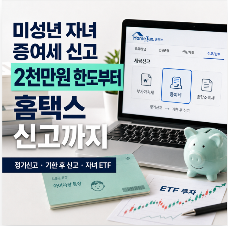 미성년 자녀 증여세 신고 방법｜홈택스 현금 증여 정기신고·기한 후 신고 총정리
