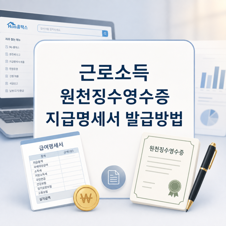 근로소득 원천징수영수증 지급명세서 발급방법, 홈택스 조회까지