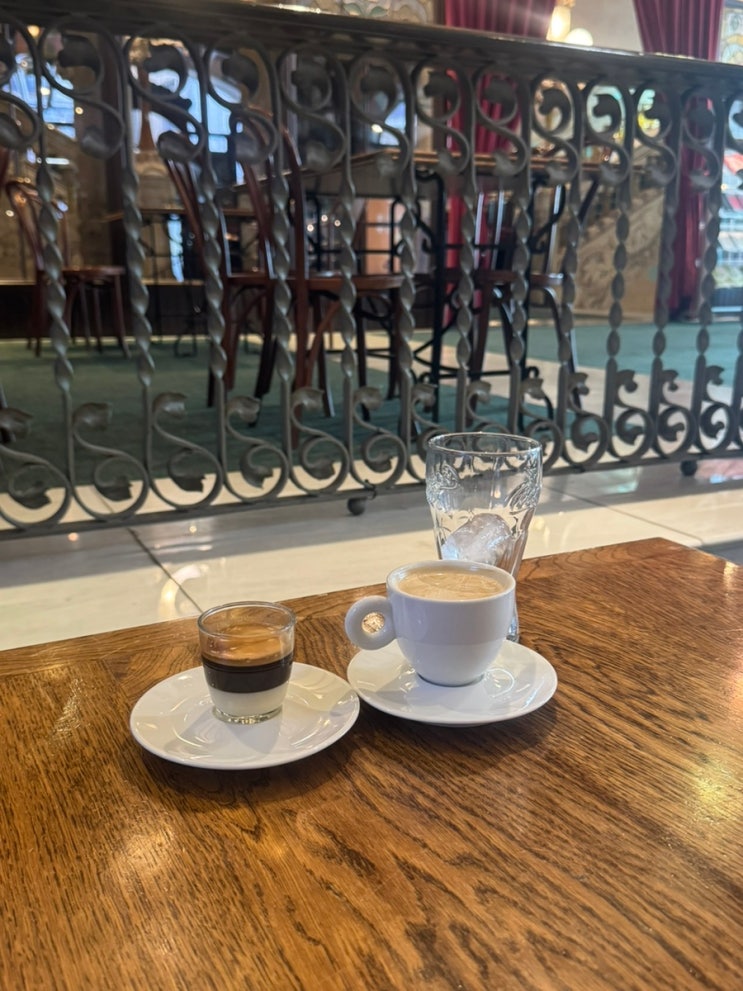 바르셀로나 카탈루냐 음악당에 있는 아름다운 카페 Cafè Palau
