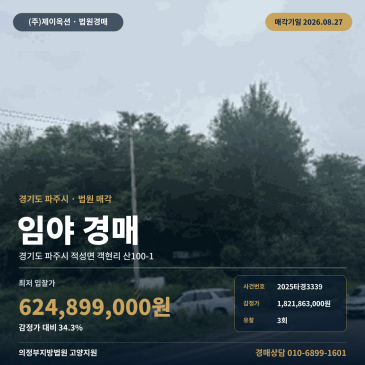 파주산경매ㅣ경기도 파주시 적성면 객현리 산100-1ㅣ2025타경3339 썸네일