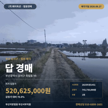 부산논경매ㅣ부산광역시 강서구 죽림동 99ㅣ2025타경1451 썸네일