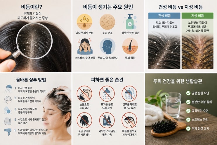 비듬이 생기는 이유와 없애는 방법｜두피 건강을 위한 생활습관 총정리