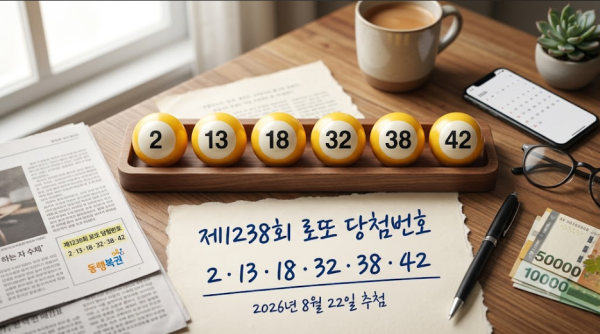 로또 1238회 당첨번호 '2·13·18·32·38·42'…1등 23명 11억9726만원씩