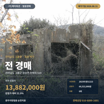 고흥토지경매·농지ㅣ전라남도 고흥군 점암면 천학리 519ㅣ2025타경51223 썸네일