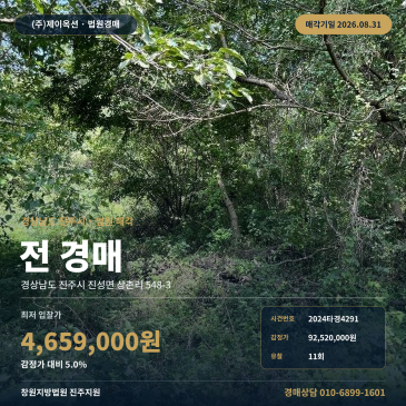 진주토지경매·농지ㅣ경상남도 진주시 진성면 상촌리 548-3ㅣ2024타경4291 썸네일