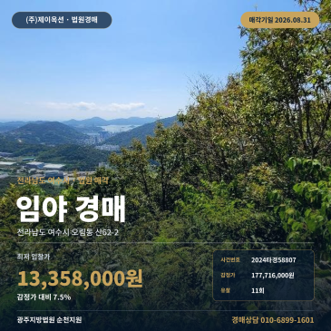 여수임야경매·산지ㅣ전라남도 여수시 오림동 산62-2ㅣ2024타경58807 썸네일