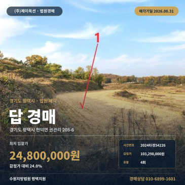 평택토지경매·농지ㅣ경기도 평택시 현덕면 권관리 208-6ㅣ2024타경54226 썸네일