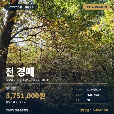 통영농사땅경매·농지ㅣ경상남도 통영시 광도면 덕포리 384-3ㅣ2024타경5020 썸네일