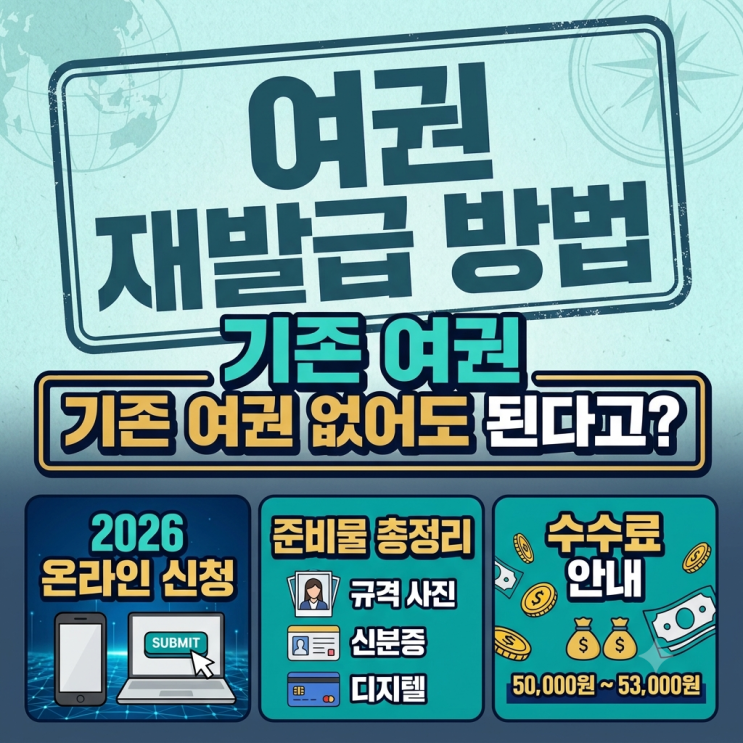 "여권 재발급 방법" 기존 여권 없어도 된다고? 2026 온라인 신청·준비물·수수료 총정리