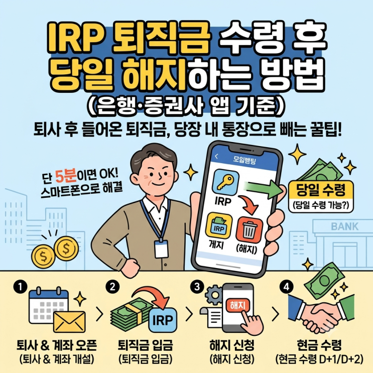 퇴직금 IRP 수령 후  해지하는 방법 (은행·증권사 앱 기준)