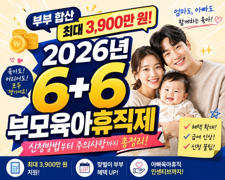 최대 3,900만 원 혜택! 6+6 부모육아휴직제 급여 신청 방법 & 서류 완벽 정리