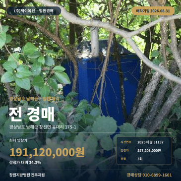 남해농지경매·농사용토지ㅣ경남 남해군 창선면 동대리 175-1ㅣ2025타경31137 썸네일