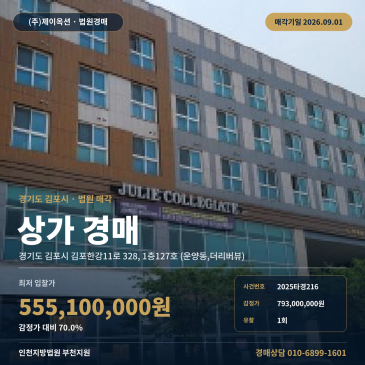 김포점포경매ㅣ경기도 김포시 김포한강11로 328, 1층127호 (운양동, 더리버뷰)ㅣ2025타경216 썸네일