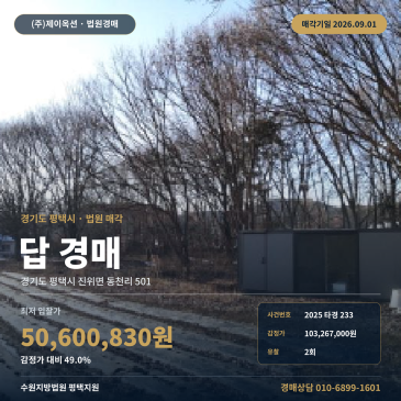 경기 평택시 진위면 동천리 남사진위IC 인근 농지 경매 2025타경233 썸네일