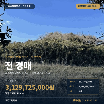 제주지법 밭경매ㅣ제주 구좌읍 덕천리ㅣ2025타경1004 썸네일