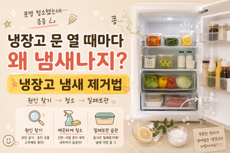 “문 열 때마다 냄새가…” 냉장고 냄새 원인부터 제거·청소방법까지
