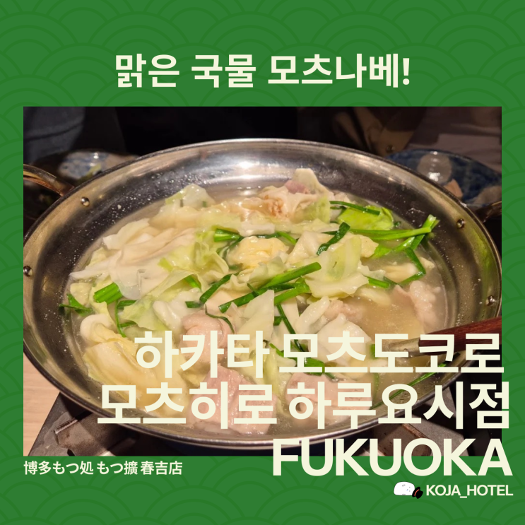 [후쿠오카 모츠나베 맛집] 텐진미나미 현지인 추천, 맑은 닭육수의 ....