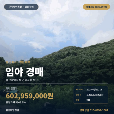 울산임야경매ㅣ울산광역시 북구 매곡동 산18ㅣ2025타경12115 썸네일