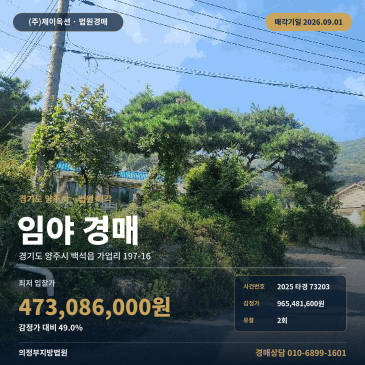 양주시 백석읍 가업리 땅 대지 경매물건 가업리패키지마을 토지 400평 2025타경73203 썸네일