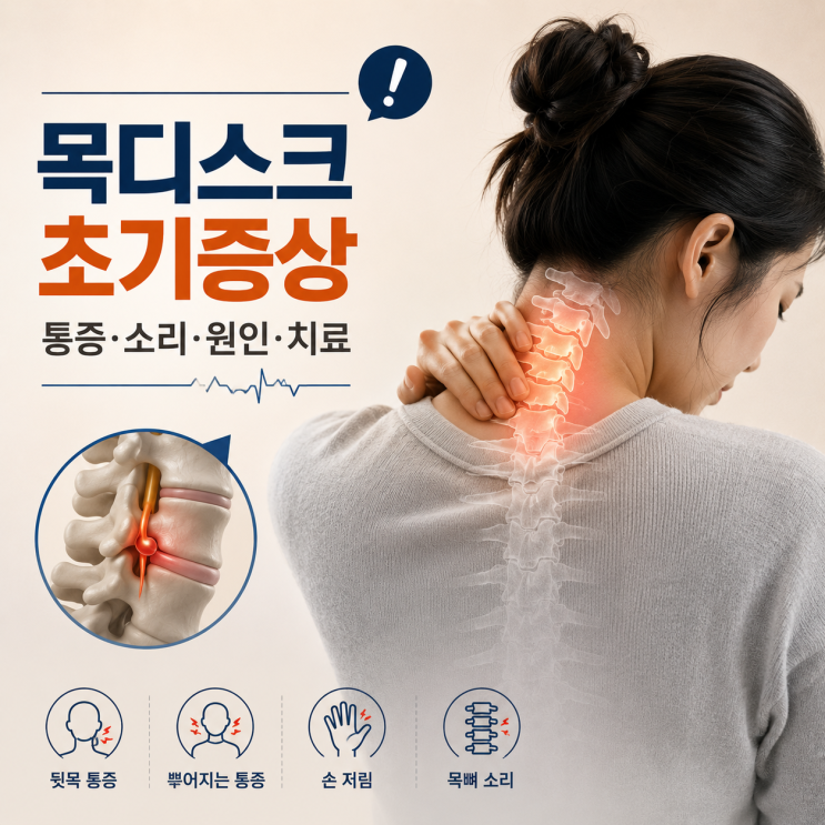 목디스크 초기증상 목뼈 통증 소리 원인과 치료까지!