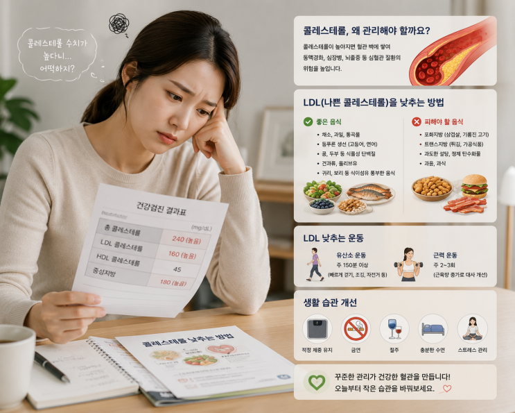 콜레스테롤낮추는방법, LDL 낮추는 음식 운동