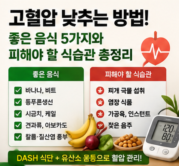 [건강정보] 고혈압 낮추는 방법! 고혈압에 좋은 음식 5가지와 반드시....