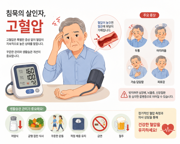 고혈압 낮추는 방법 5가지, 혈압 정상수치 기준과 정상 유지 습관