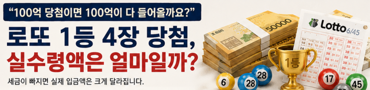 “1등 4장 당첨의 현실” 로또 1등 실수령액, 수령 방법과 주의사항