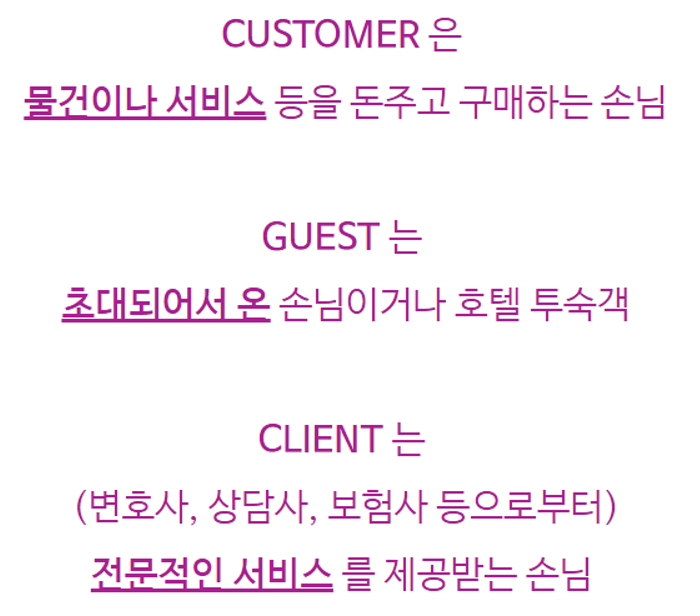 Guest,Customer,Client,Consumer(손님/고객)의 차이 : 네이버 블로그