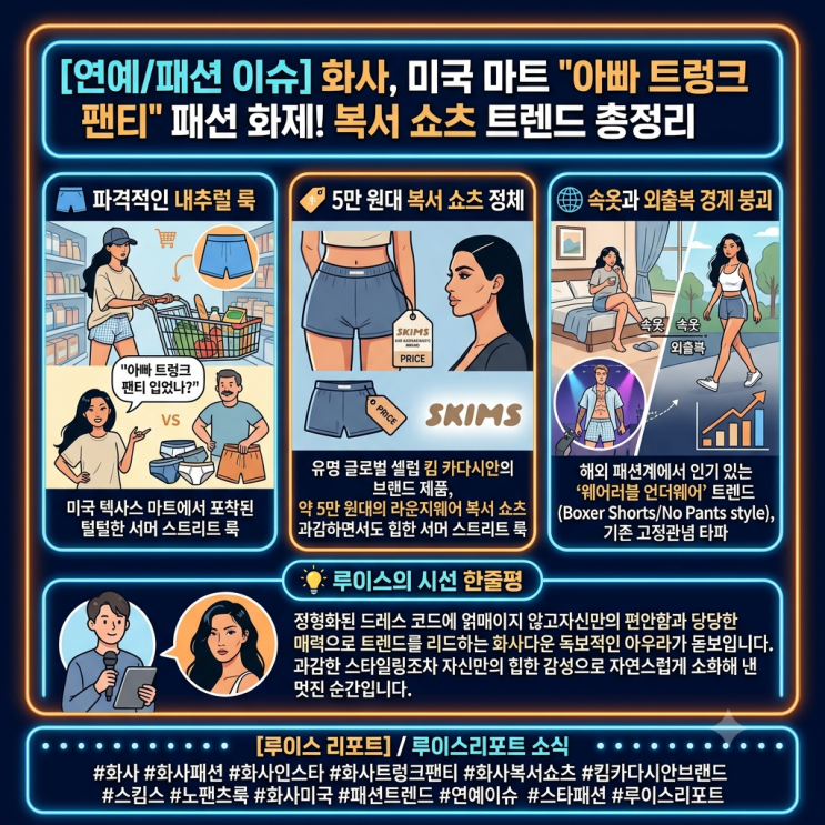 [연예/패션이슈] "아빠 트렁크 팬티 입고 마트를?" 화사, 미국 마트 ....
