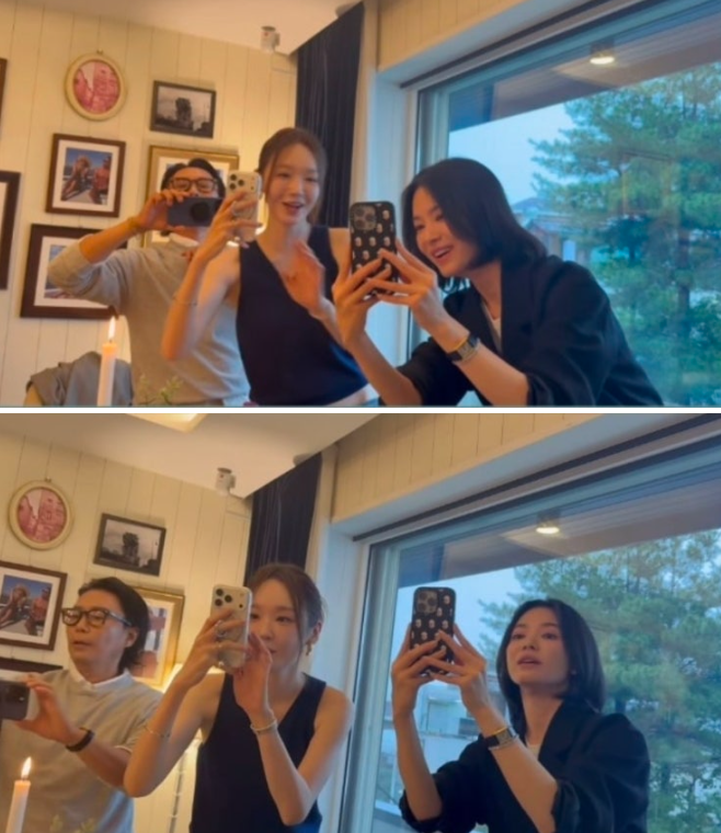 송혜교, 엄정화 와인 파티서 포착... 고현정·강민경과 함께한 화려....