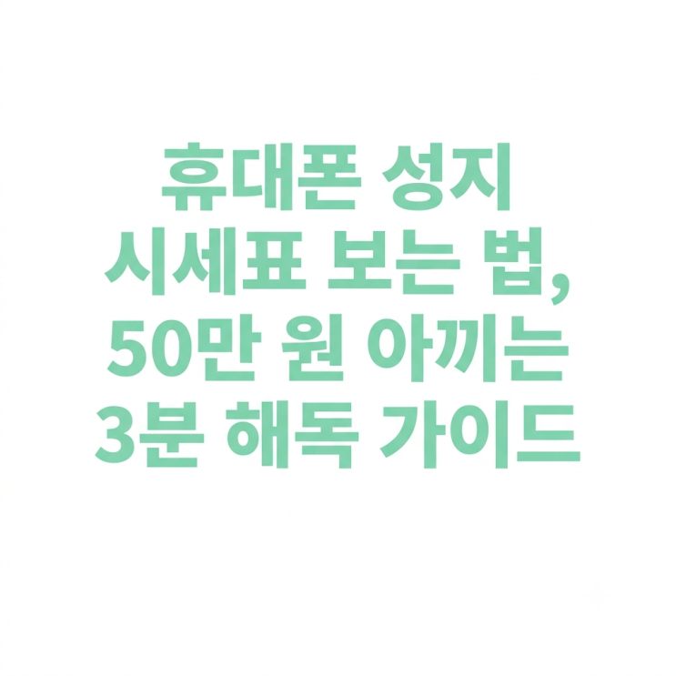 휴대폰 성지 시세표 보는 법, 50만 원 아끼는 3분 해독 가이드 : 네이버 블로그