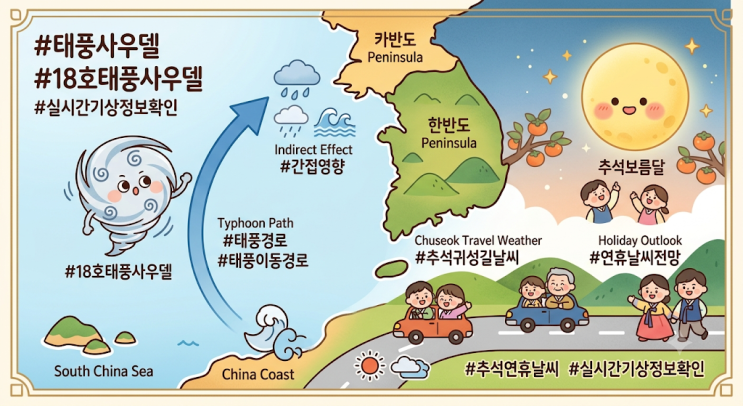 "소멸됐다 부활한" 18호 태풍 사우델 진로 변경… 다가오는 추석 연....