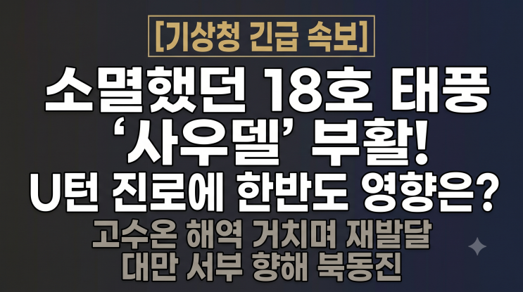 소멸했다가 다시 부활한 18호 태풍 사우델 U턴 진로와 한반도 영향 ....