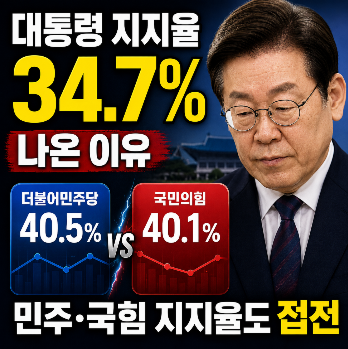 대통령 지지율 34.7% 나온 이유, 민주·국힘 지지율도 접전