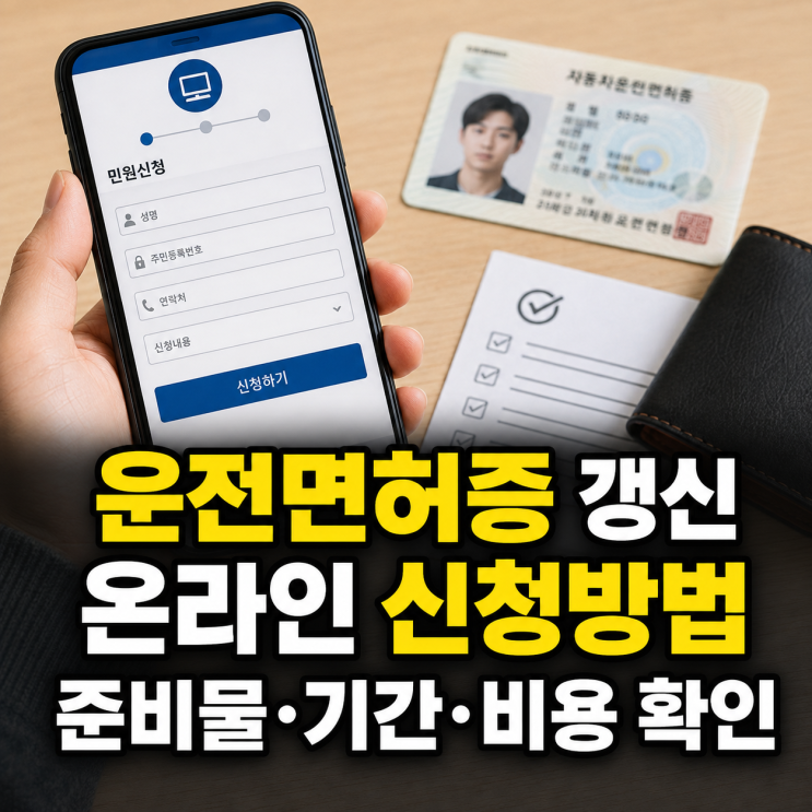 운전면허증 1종·2종 갱신 온라인 신청방법, 준비물·기간·비용 총정....