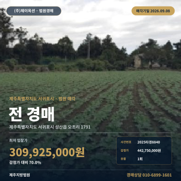 서귀포농지경매 성산읍 오조리 부동산경매 2025타경8840 썸네일