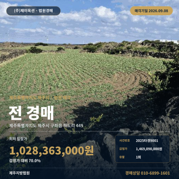 제주밭경매 구좌읍 하도리 부동산경매 2025타경9001 썸네일