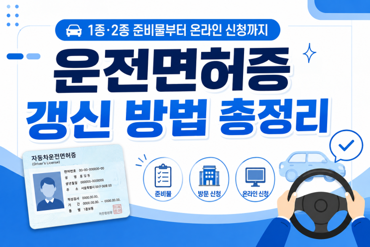 운전면허증 갱신 방법 총정리, 1종·2종 준비물부터 온라인 신청까지