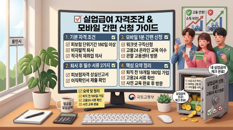 실업급여(구직급여) 조건 및 신청 방법! 퇴사 후 바로 신청하는 꿀팁