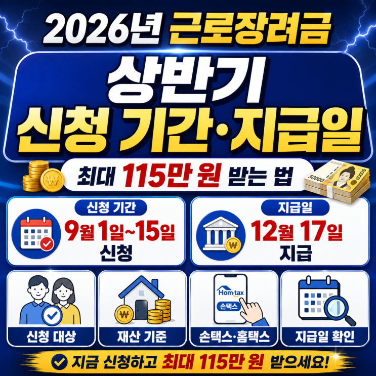 근로장려금 상반기 신청 기간 지급일 최대 115만 원 받는 법