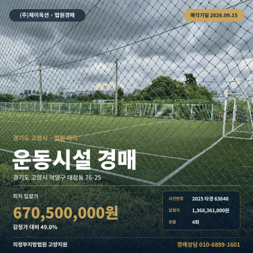 고양시 덕양구 대장동 축구장 경매 대곡초 인근 토지 382평 고양지원 2025타경63640 썸네일