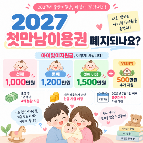2027 첫만남이용권 폐지되나요? 아이맞이지원금으로 달라지는 출산....