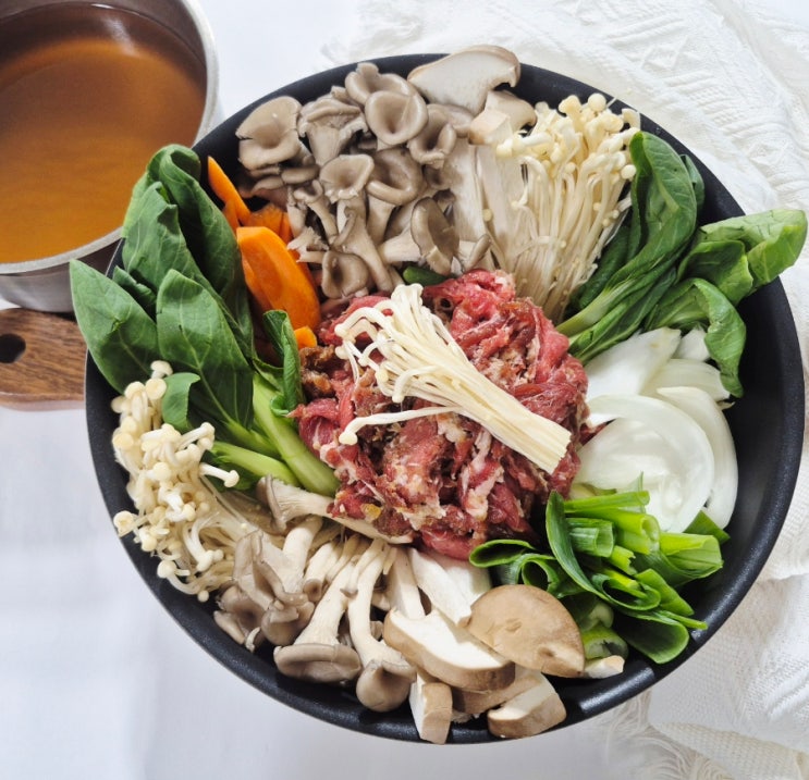 소불고기전골 레시피, 국물까지 맛있는 소고기 버섯전골