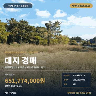 제주대지경매 한림읍 옹포리 부동산경매 2025타경9113 썸네일