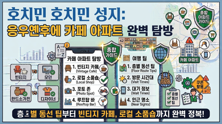 호치민 1군 카페 아파트먼트(42 Nguyễn Huệ) 층별 동선 및 로컬 소품....